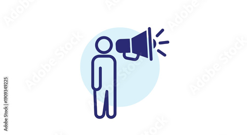 Vector Illustration of Person Using Megaphone for Announcement or Promotion