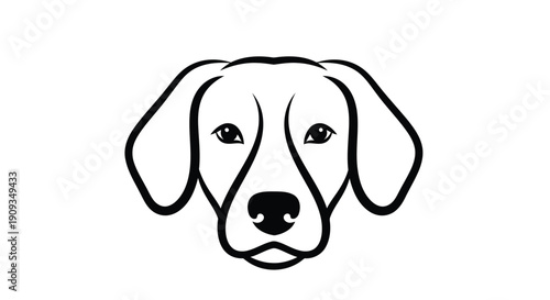 Vector Illustration of a Dog's Face with Simple Lines and Shapes