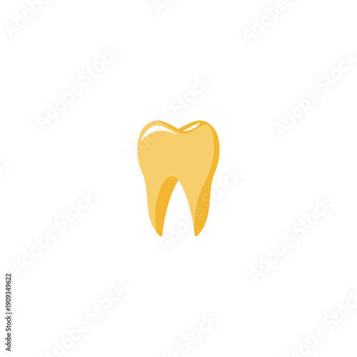Yellow Tooth Illustration on White Background for Dentistry Concepts