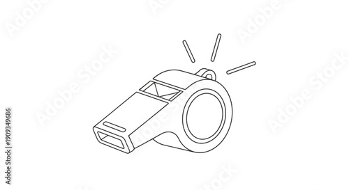 Vector Illustration of a Whistle Being Blown Loudly and Clearly
