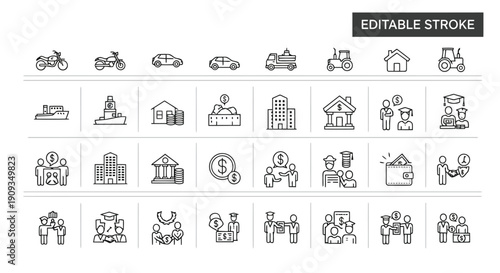 Vector Illustration Finance Icons Set for Business and Economy Concepts