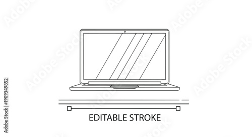 Vector Illustration of a Laptop with Editable Stroke and Clean Design