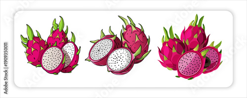 A Mango Fruit and Pineapple or Bananas, Vibrant Dragon, Fresh Lime, Green Grapes Icons