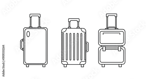 Vector Illustration of Various Suitcase Designs for Travel and Tourism