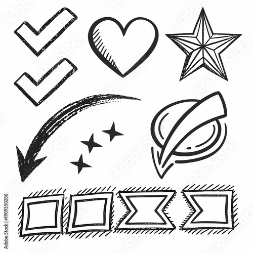 set of doodle arrows