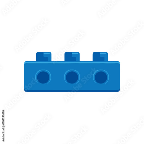 Blue Toy Brick Isolated on White Background for Design