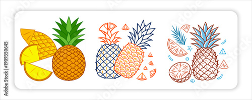 A Mango Fruit and Pineapple or Bananas, Vibrant Dragon, Fresh Lime, Green Grapes Icons