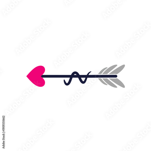 Stylized Cupids Arrow with Heart Tip and Serpent-like Detail.