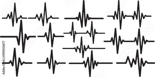 Multiple ECG heartbeat lines on a plain white background