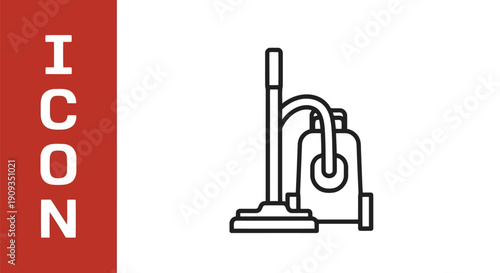 Vector Illustration of a Simple Line Art Vacuum Cleaner Icon