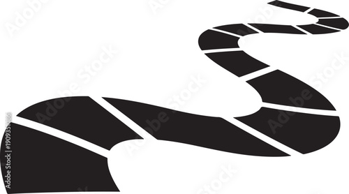 Black and white winding road or path illustration image