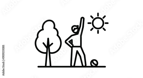 Vector Illustration of a Person Exercising Outdoors on a Sunny Day