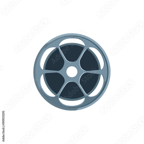 Film Reel Icon on White Background, Cinema Symbol