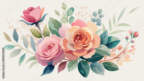 bouquet of roses vector illustration