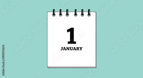 Vector Illustration of January 1st on a Calendar Page