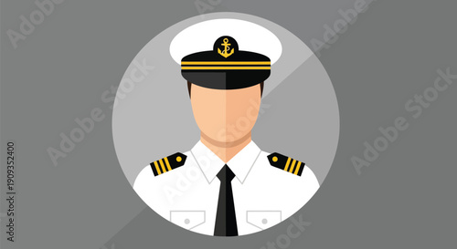 Vector Illustration of a Naval Officer in Uniform