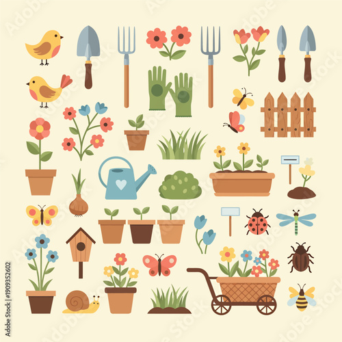 Vector illustration of spring season element decorations