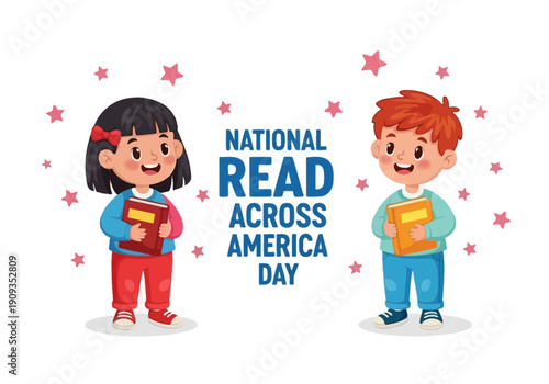 Children celebrating national read across america day with books