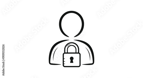 Vector Illustration of a Person with a Locked Padlock Symbolizing Security