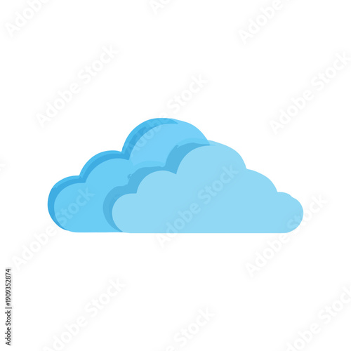 Simple Cloud Icon Blue Weather Graphic on White