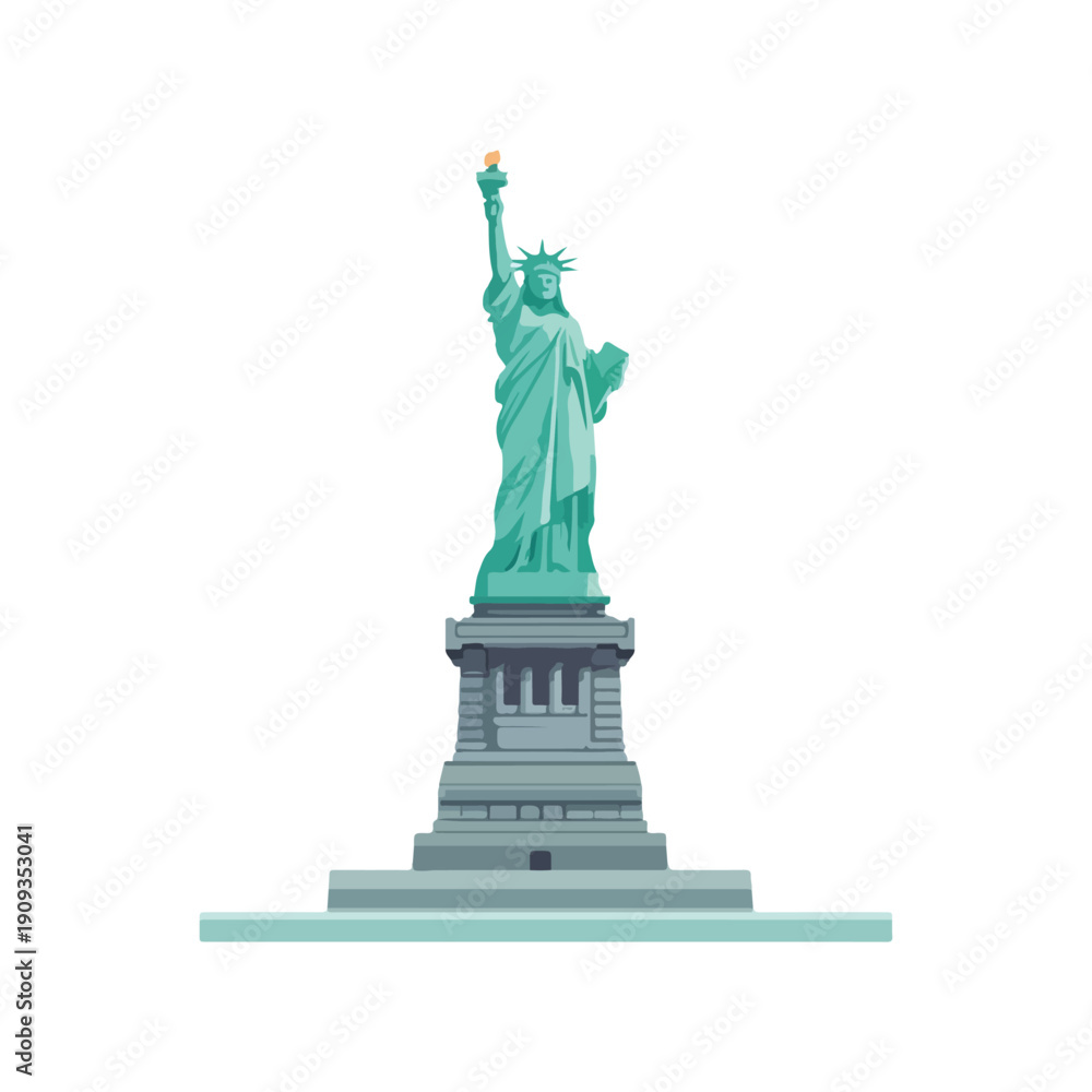 Fototapeta premium Statue of Liberty Illustration Flat Design, Landmark Icon