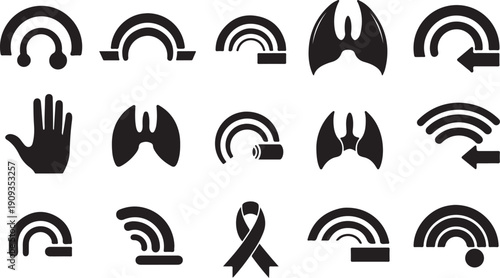 Black icons for lung cancer awareness and technology integration