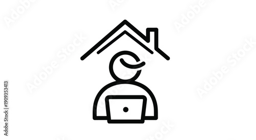 Vector Illustration of Person Working on Laptop at Home Office