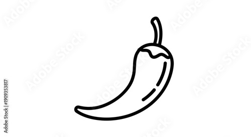 Simple Line Drawing of a Chili Pepper