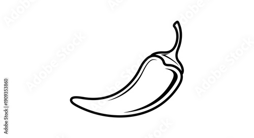 Simple Line Drawing of a Chili Pepper