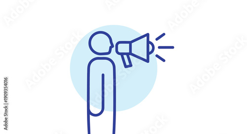 Vector Illustration of Person Using Megaphone for Announcement or Promotion
