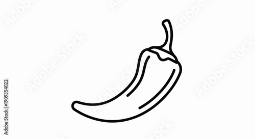 Simple Line Drawing of a Chili Pepper