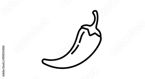 Simple Line Drawing of a Chili Pepper