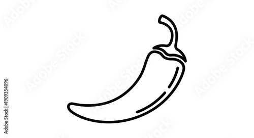 Simple Line Drawing of a Chili Pepper