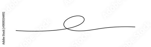 Minimalist Line Art. "Line as Existence". Minimalistic one-line drawing a single line looping once and