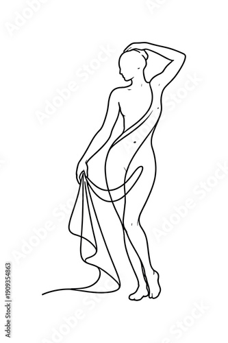 Logistics in motion. A sealed parcel moving along a conveyor, arrows and barcode lines flowing smoothly.