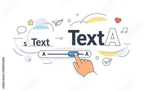 Dynamic Text Interaction. Dynamic Font Adjustment. User controlling a text size slider, letters reacting