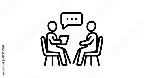 Vector Illustration of Two People Discussing with Speech Bubble