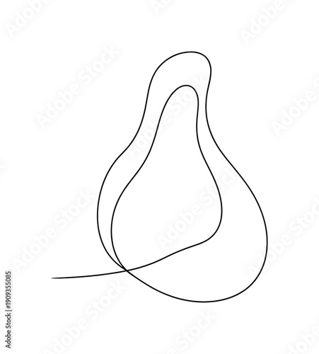 "Absence Defined". Minimalistic one-line drawing an abstract form shaped entirely by a clearly defined empty