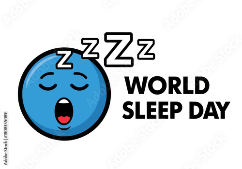 World sleep day cartoon graphic with sleeping emoji