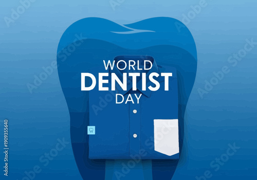 World dentist day theme with tooth and shirt graphic