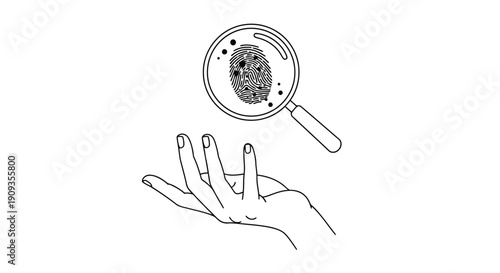 Vector Illustration of Fingerprint Identification with Magnifying Glass and Hand Gesture