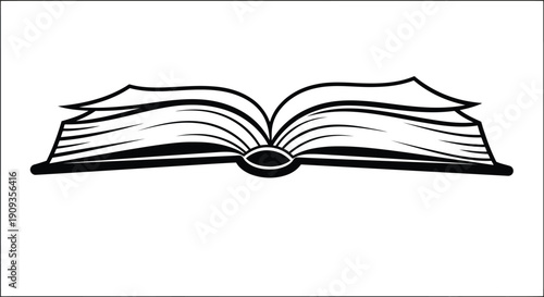 Vector Illustration of an Open Book with Pages
