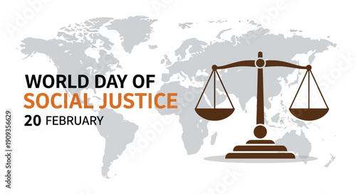 Commemorating world day of social justice with a symbol of balance and equality on february 20th.
