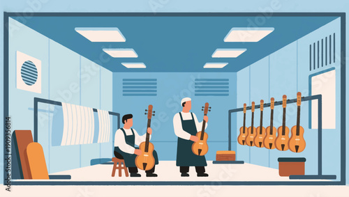 Illustration Of A Guitar Musical Instrument Craftsman Vector Design Template