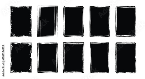 A grid of nine black squares with rough edges on a white background.