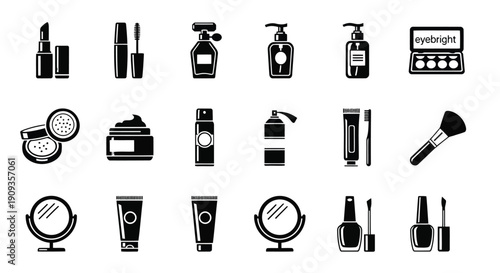 Vector Illustration Cosmetics Icons Set for Beauty and Makeup Products