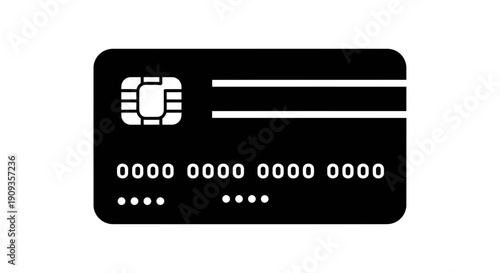 Generic black credit card with white details on plain background