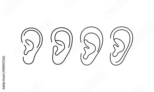 four human ear line art illustrations