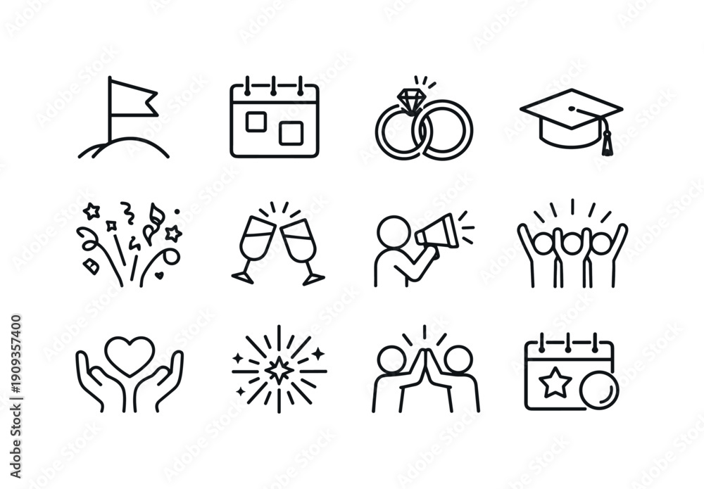 custom made wallpaper toronto digitalLife celebrations. Line outline icon set of Life celebrations: milestone flag, anniversary calendar, wedding