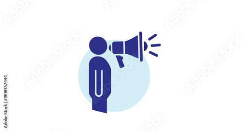 Vector Illustration of Person Holding Megaphone for Announcement or Promotion